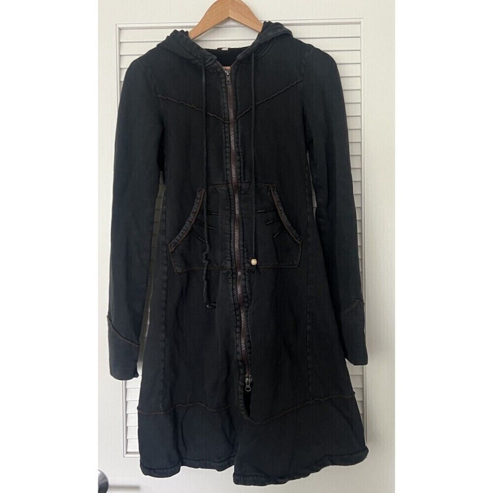 Prairie Underground Women's Black Long Cloak Hoodie Jacket SZ XS Goth Victorian